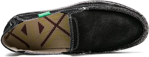 Vista 3 de CASMAG Zapatos de tela para hombre, estilo casual, zapatos de lona antideslizantes para ocio, estilo vintage, zapatos náuticos planos