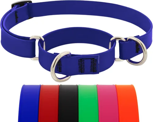 Vista 10 de LupinePet Collar de perro impermeable Splash Martingale, rosa neón, 3/4 pulgadas de ancho, se ajusta de 14 a 20 pulgadas, fabricado con BioThane