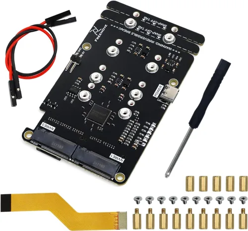 Vista 8 de Freenove Dual M.2 NVMe SSD HAT para Raspberry Pi 5, adaptador M.2 AI HAT 2 ranuras NAS RAID Kit, unidad de estado sólido tamaño 2230 2242 2260 2280