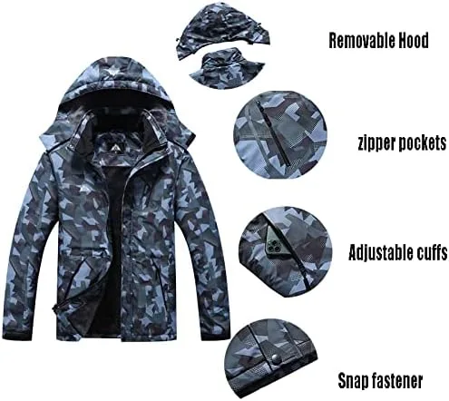 Vista 6 de Chaqueta de esquí impermeable para hombre, resistente al viento, cortavientos, abrigo de nieve cálido con capucha