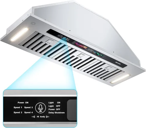 Vista 10 de BRANO Inserto de campana extractora de 30 pulgadas, 900 CFM con control de voz/gestos/táctil, ventilación de campana de cocina integrada