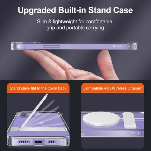 Vista 3 de JETech Funda con función atril para iPhone 12/12 Pro, transparente