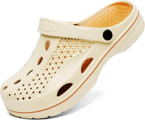 Vista 6 de SOSOWHLTE Zuecos con soporte de arco para hombre y mujer, zapatos de jardín, pantuflas de playa para exteriores con plantilla acolchada extraíble