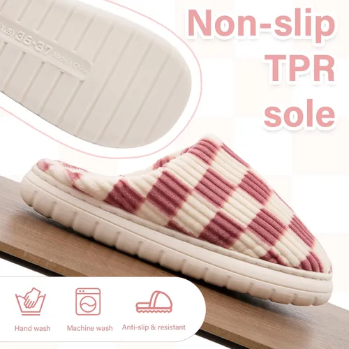 Vista 28 de Jaeynow Pantuflas mullidas para mujer en interiores, zapatos de casa unisex de espuma viscoelástica para hombre, zapatos de invierno cálidos