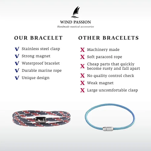 Vista 7 de Wind Passion - Pulsera de cuerda duradera con cierre magnético para hombres y mujeres, Corazón rojo, 44043835