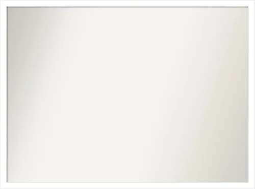 Vista 206 de Amanti Art Espejo de baño blanco para sobre el fregadero, 22 x 45 pulgadas, espejo de tocador rectangular blanco Lucie, marco de madera moderno