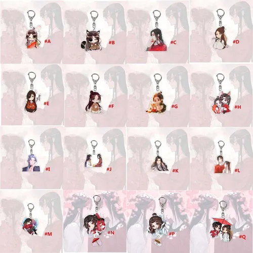 Vista 2 de Llavero Tian Guan Ci Fu, llavero de bendición del oficial del cielo figuras de anime, colgante de acrílico, llavero, bolsa, decoración, Blanco