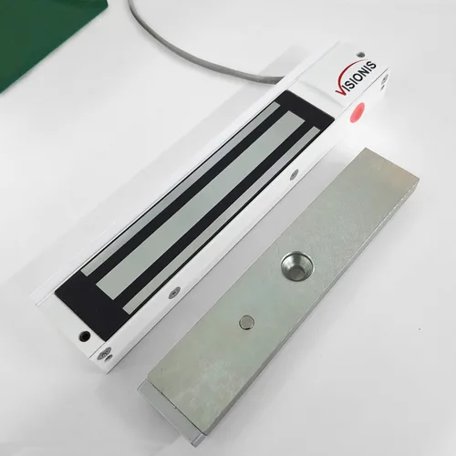 Vista 6 de Visionis VS-VISML600LED-WH Interior 600lbs Cerradura electromagnética blanca con sensor LED para control de acceso de puerta