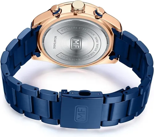 Vista 7 de Mens Watches Chronograph Analog Quartz Business Dress Stainless Steel Casual Blue Wrist Watch Date Waterproof Reloj De Hombre Luminous Multifunction