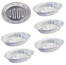 Vista 2 de 6 bandejas desechables de aluminio para pavo, contenedor de aluminio extra grande y resistente, forma ovalada para carne, pollo, asados, costillas