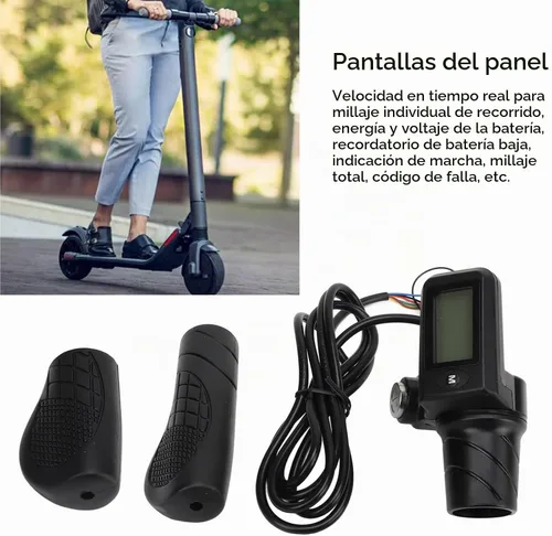 Vista 5 de Juego de empuñaduras de acelerador eléctrico, panel de visualización LCD, juego de agarre de acelerador para bicicleta con control de velocidad