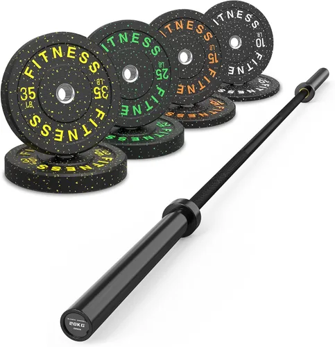 Vista 16 de HANDBODE Olympic High-Bounce Bumper Plates Bench Press Barbell Weights Set 2 - Inch, 10-55 lb Rubber Weight Sets for Home Gym, Strength Training