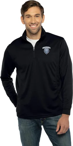 Vista 69 de Vantage Apparel Sudadera estándar universitaria micro malla de rendimiento negro con cremallera de 1/4 para hombre