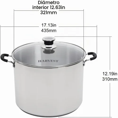 Vista 4 de Raíces & Branches Harvest - Olla de cocina para frascos, multiusos, de acero inoxidable, con indicador de temperatura, capacidad para 7 frascos
