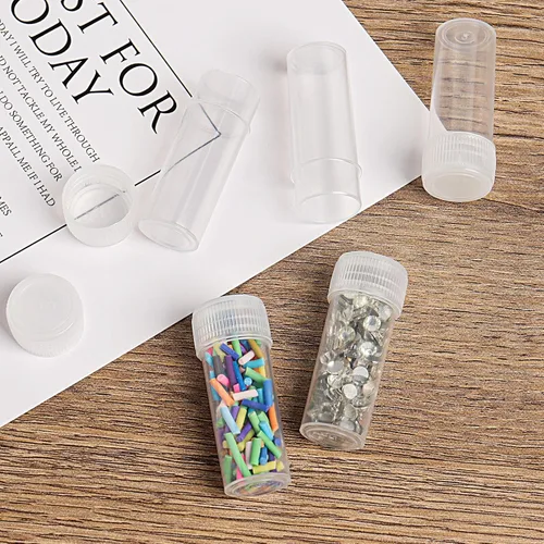 Vista 6 de 120 botellas de plástico de 0.2 fl oz para almacenamiento de viales, mini estuche de almacenamiento transparente con tapa, recipiente