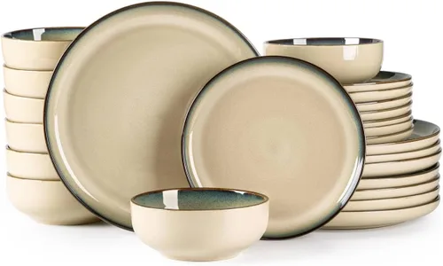 Vista 33 de GBHOME Juego de vajilla de cerámica para 4, 12 piezas, platos y cuencos de cerámica, platos resistentes a los arañazos, aptos para lavavajillas