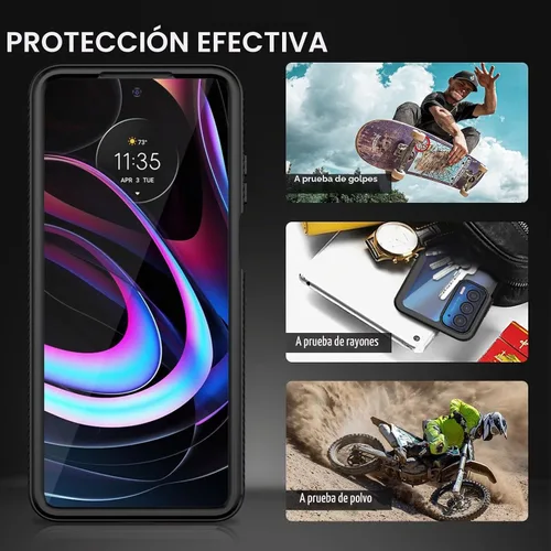Vista 6 de Funda compatible con Motorola Edge 5G UW, protector de pantalla integrado de cuerpo completo, a prueba de golpes, ajuste delgado, funda protectora