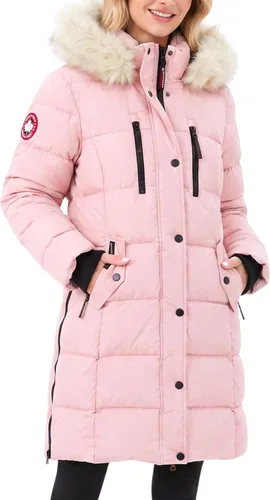 Vista 10 de CANADA WEATHER GEAR - Abrigo largo acolchado para mujer - Parka con capucha de piel sintética resistente al viento y al agua para invierno Blanco
