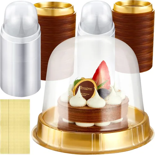 Vista 8 de Mimorou Cajas individuales para cupcakes, recipientes de plástico transparente para cupcakes, soporte individual desechable con tapa, soporte alto