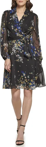 Vista 5 de DKNY Vestido cruzado de imitación de manga larga para mujer