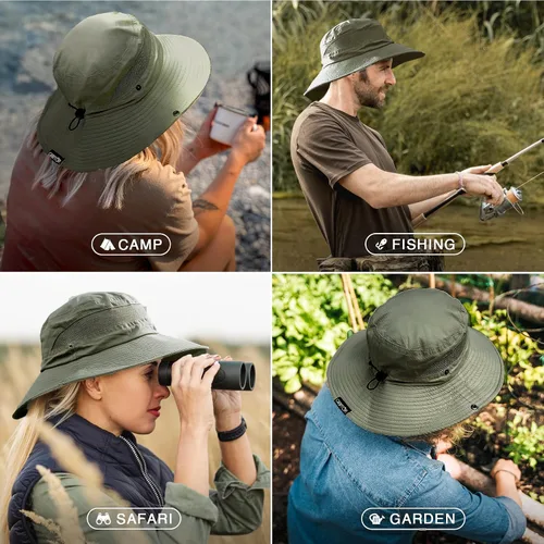 Vista 8 de GearTOP Safari Hat for Men Sun Hats for Women UV Protection UPF 50+ Fishing, Gardening, Hiking Hat (22-23 1/2")