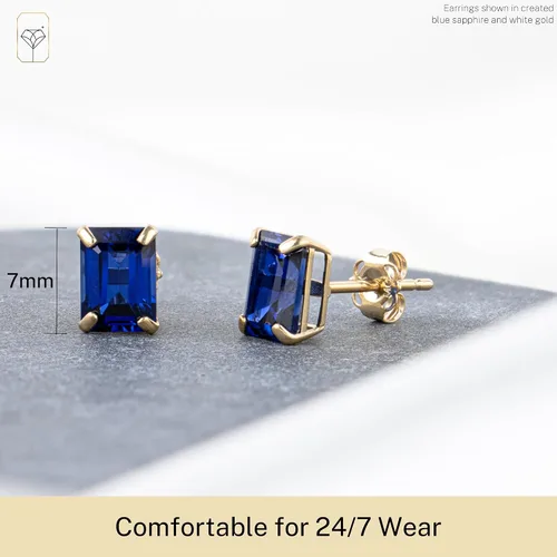 Vista 5 de 14k Gold Solitaire Emerald Cut Stud Earrings for Women 7x5mm Birthstone Earrings Gemstone Earrings for Women Gemstone Stud Earrings for Women by