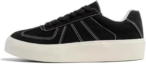 Vista 2 de Jakcuz Zapatillas de lona para hombre, cómodas, ligeras, bajas, para patinar, con cordones, zapatos casuales para caminar