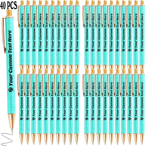 Vista 54 de 10 bolígrafos personalizados con purpurina, bolígrafos impresos personalizados a granel, bolígrafos retráctiles de tinta negra para graduación