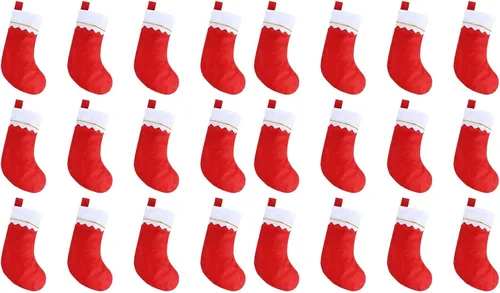 Vista 8 de CCINEE 12 medias de Navidad de fieltro rojo de 15 pulgadas para decoración de Navidad