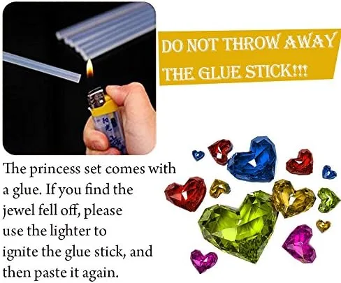 Vista 6 de Juego de 5 piezas de accesorios de vestir de princesa para Sofía Rapunzel corona, cetro, collar, aretes, guantes