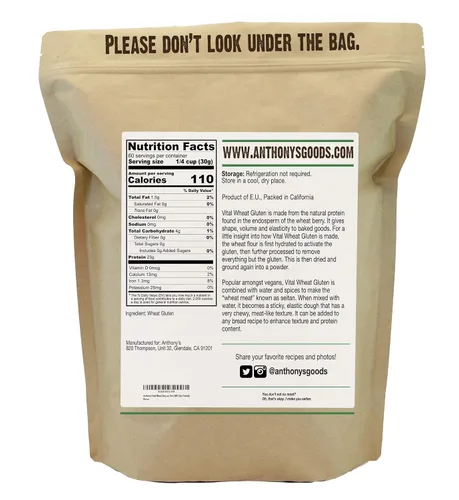 Vista 5 de Anthony's Copos de levadura nutricional premium de 1 libra y paquete de gluten de trigo vital de 4 libras