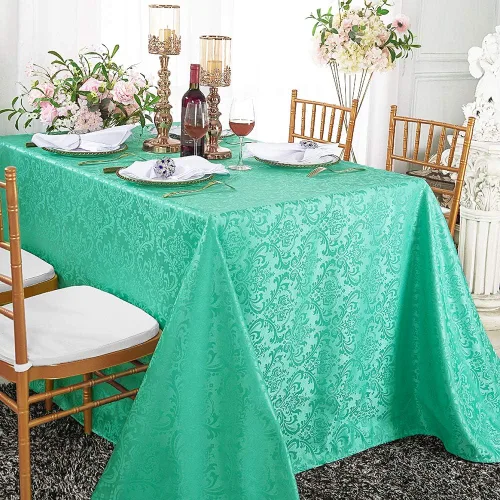 Vista 8 de Manteles rectangulares de poliéster damasco jacquard de 90 x 132 pulgadas para restaurante, cocina, comedor, boda, fiesta, banquete, eventos