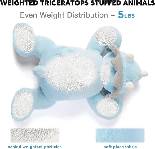 Vista 7 de IKASA Animal de Peluche con Peso de Dinosaurio Triceratops de 5 libras, Juguetes Suaves Gigantes Grandes Jumbo de 30 pulgadas, Tamaño Enorme Lindo