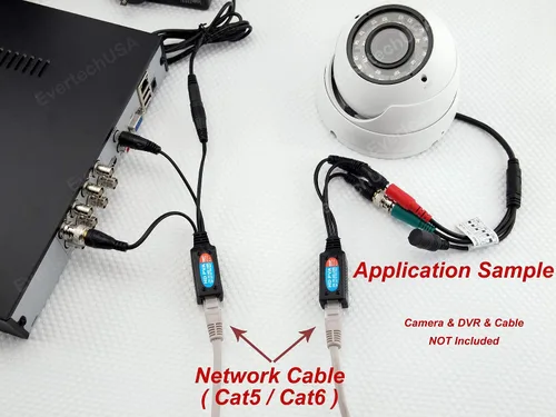 Vista 3 de Evertech 20 pares (40 piezas) 8MP HD-CVI AHD TVI y analógico pasivo video audio audio Balun transmisor de datos a través de cable UTP