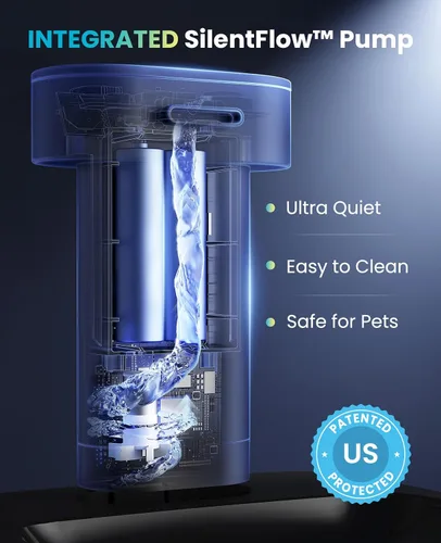Vista 8 de oneisall Fuente de agua para gatos Bandeja de acero inoxidable: Fuente inalámbrica para mascotas de 108 oz/3.2L para gatos en interiores