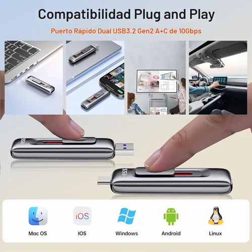 Vista 6 de SSK Unidad flash de 1 TB SSD Externo Push-Pull USB Pulgar Drive hasta 1000MB/s