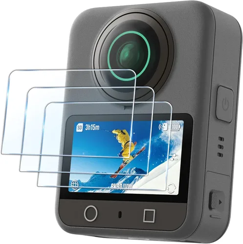 Vista 11 de FiTSTILL Protector de pantalla de vidrio templado con tapa de lente de silicona para DJI Osmo Action 4, dureza Ultra HD 9H, resistente a