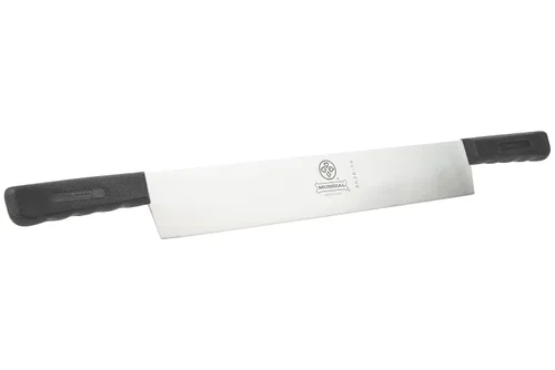 Vista 4 de Mundial Cortador de queso de acero inoxidable al carbono de 16 pulgadas, cuchillo de queso de doble mango ideal para cortar bloque de queso, agarre