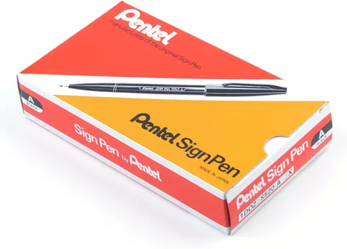 Vista 2 de Pentel Bolígrafo de señal, punta de fibra, tinta negra (S520-A), caja de 12