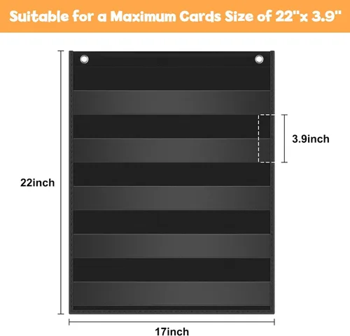 Vista 6 de Tabla Pequeña de 5 Bolsillos para el Aula Imprescindible, Mini Tabla de Bolsillos Negra para Portador de Tiras de Oraciones, Suministros