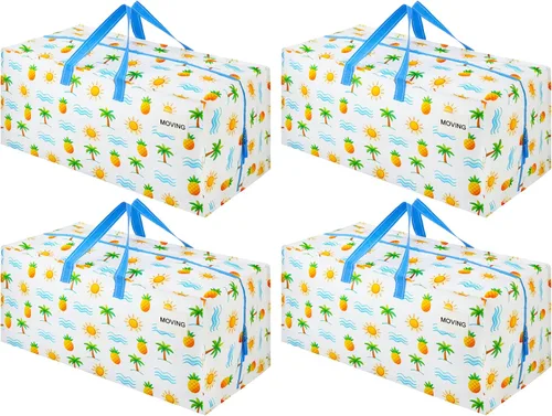 Vista 13 de VENO Paquete de 2 bolsas de mudanza, correas de mochila, mudanza, cajas de almacenamiento universitario, con tapas, resistentes, extragrandes, asas