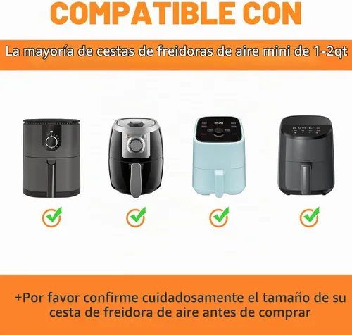 Vista 3 de 3 forros redondos de silicona para freidora de aire reutilizables para freidoras de aire de 1 a 2 cuartos