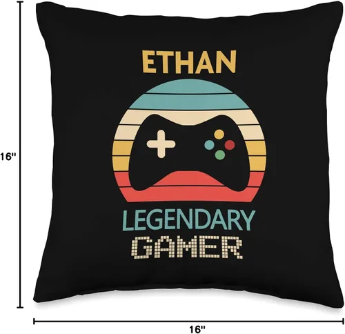 Vista 4 de Gamer Ethan - Cojín para decoración de juegos, 15.7 x 15.7 in, multicolor
