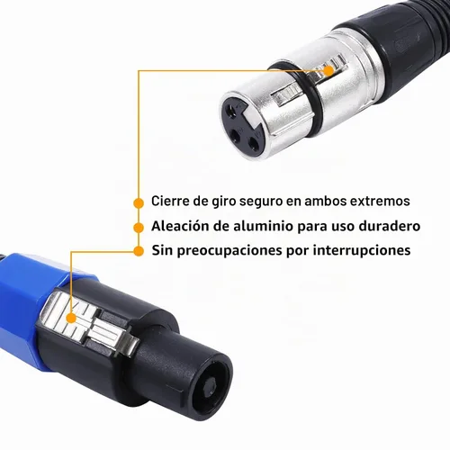 Vista 4 de HBU Paquete de 1 cable Speakon a XLR hembra, cable de audio Speak-ON macho a conector XLR de 3 polos, estudio Pro PA DJ, cable de extensión