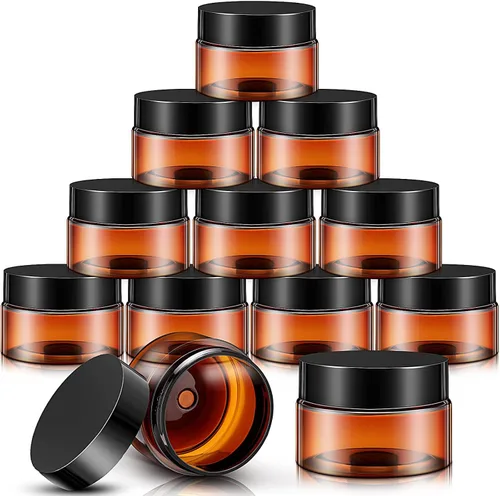 Vista 13 de SATINIOR 24 frascos de plástico transparente vacíos con tapas, recipientes de almacenamiento redondos de boca ancha para productos de belleza