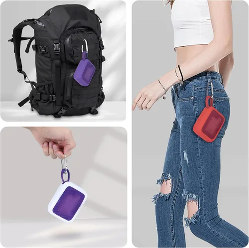 Vista 7 de Funda de silicona Lebakort compatible con altavoz portátil JBL GO 4 (Funda negra)