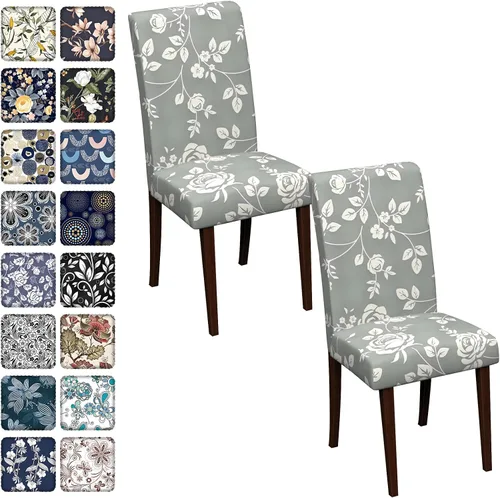 Vista 113 de Fundas para sillas de comedor CoSofSLIP, juego de 2, fundas estampadas elásticas antideslizantes, fundas extraíbles y lavables para sillas