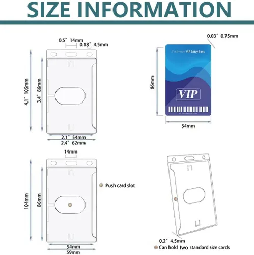 Vista 2 de Soporte para tarjetas de identificación de plástico duro, con ranura para pulgar de fácil acceso, estilo vertical, paquete de 2