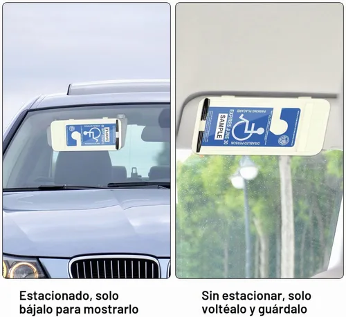 Vista 6 de Soporte de cartel para discapacitados para automóvil, parasol de automóvil, etiqueta de estacionamiento para discapacitados, color beige