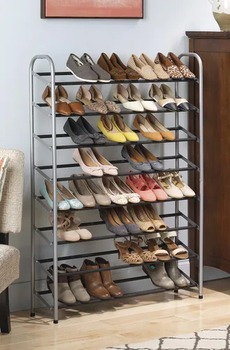 Vista 3 de Whitmor Torre de zapatos de 8 niveles, 40 pares, con estantes antideslizantes